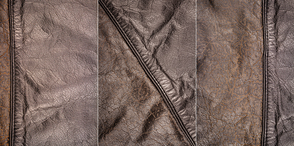 Collection of images with brown leather textures