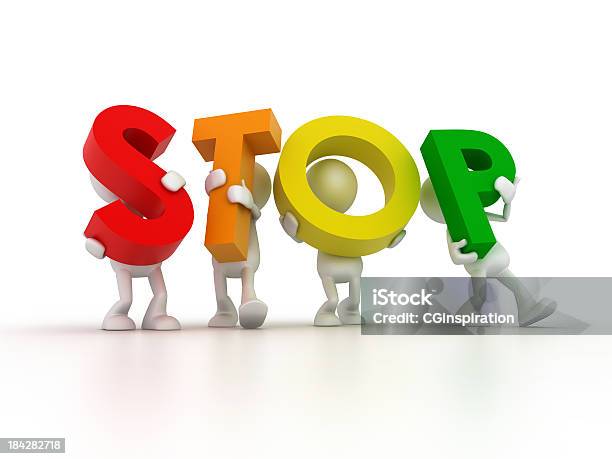 Equipo De Formación De La Palabra Foto de stock y más banco de imágenes de Señal de stop - Señal de stop, Stop - Palabra en inglés, Tridimensional