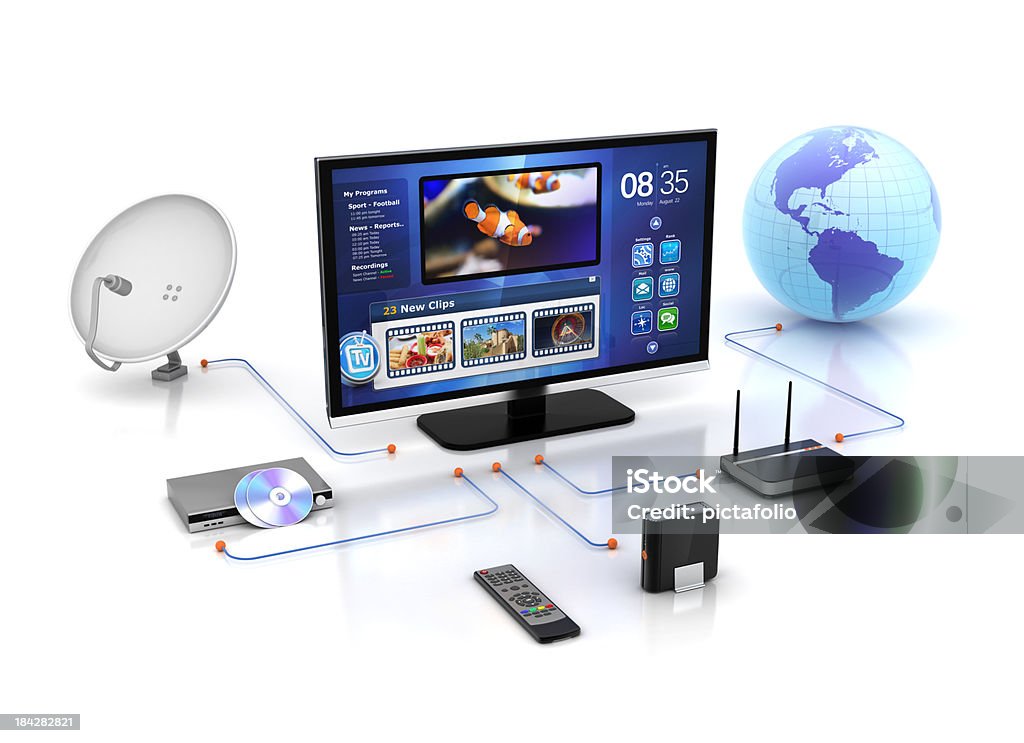 tv entrées et médias sources - Photo de Plug de connexion au réseau libre de droits