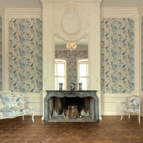 istock Old classic manor house with a fireplace 184283152