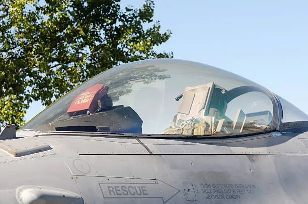 Detail of Fighterjet cockpit.