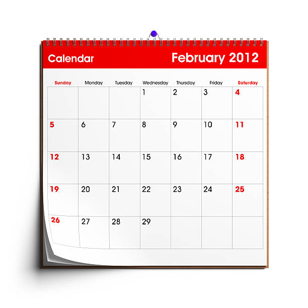 Wall Calendar February 2012 A wall calendar with February 2012 displayed.Check out the other images in this series here... calendar 2012 stock pictures, royalty-free photos & images