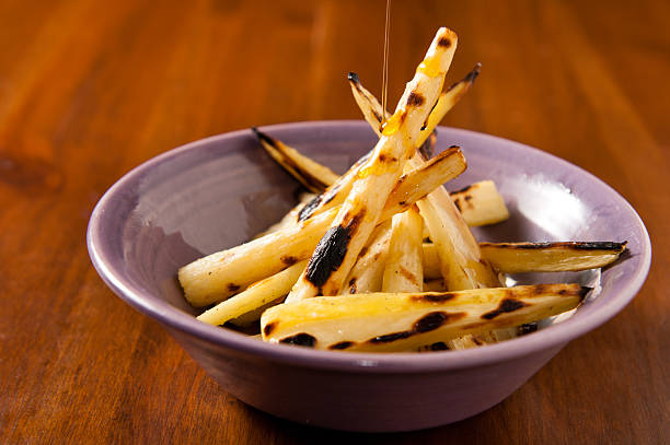 Maple Roasted Parsnips stock photo