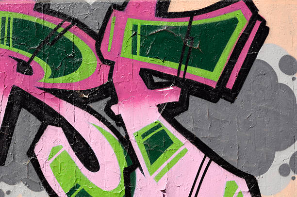 istock Pink and green graffiti detail 184284213