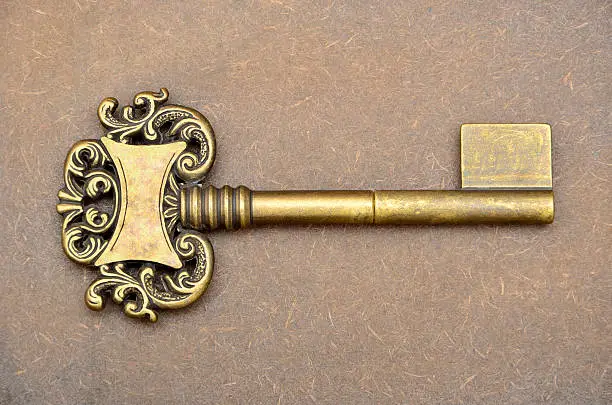 Photo of Skeleton Key on wood background