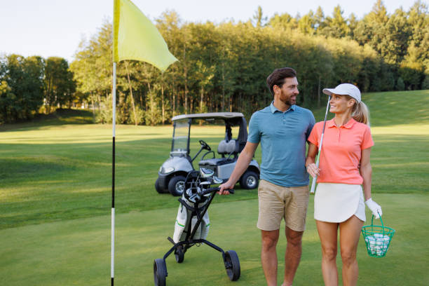 istock Couple's Golf Cart and Last Flag 1842851724