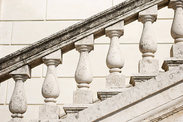 istock Old Textured Weathered Marble Staircase Balustrade 184285732