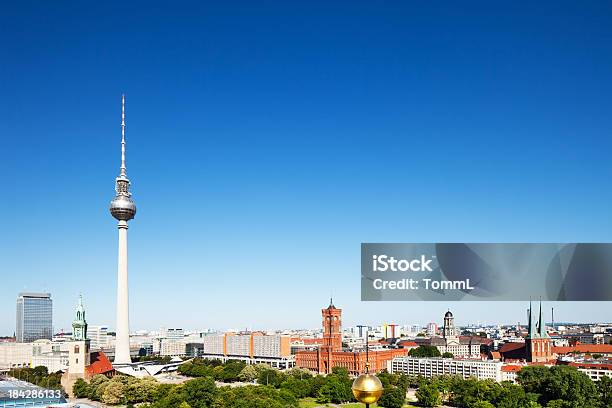 Tv Tower And Town Hall Berlin Stock Photo - Download Image Now - Berlin, Urban Skyline, Aerial View