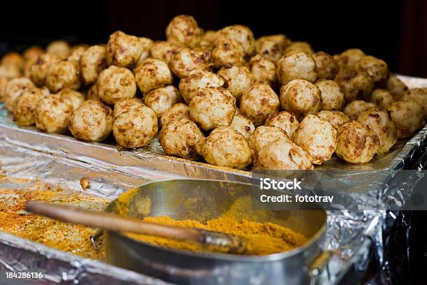 Spicy Squid Meat Balls In Taiwan Food Night Market Stock Photo - Download Image Now - Asia, Calamari, Capital Cities