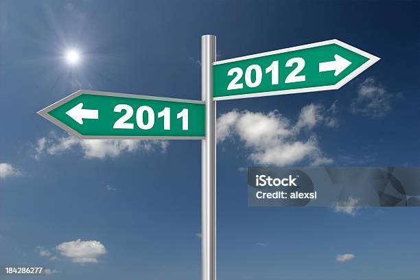 New Year Crossroad Stock Photo - Download Image Now - 2011, 2012, Arrow Symbol