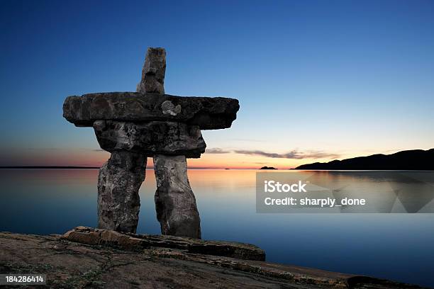 Xl Inukshuk Twilight Stock Photo - Download Image Now - Canada, Inukshuk, Nunavut