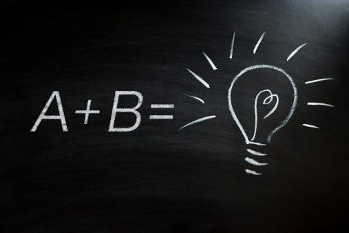 light bulb drawn on a blackboard.