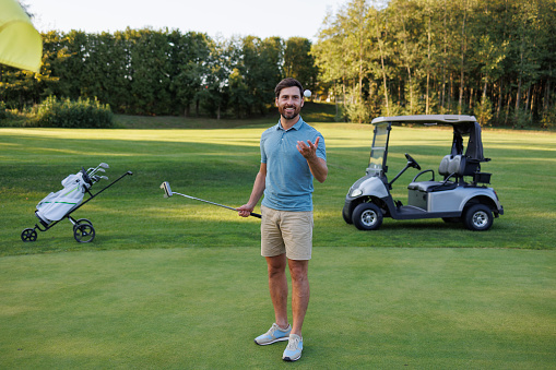 Active Golfer's Playful Ball Throw