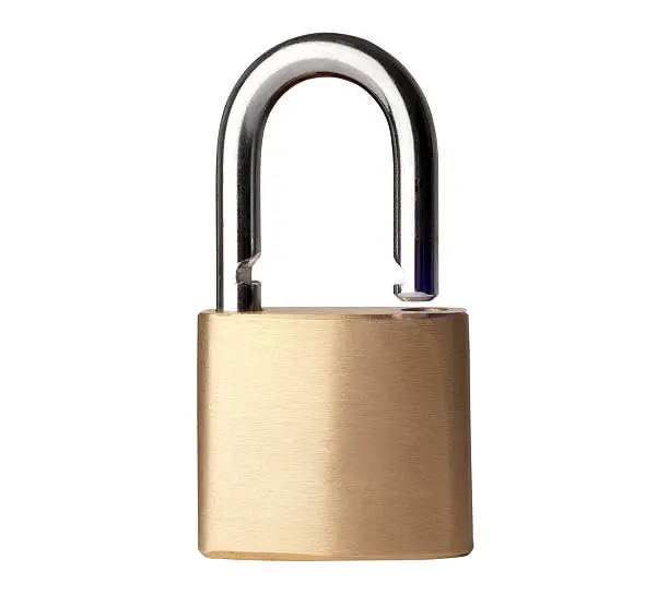 Photo of Open gold padlock with a clipping path