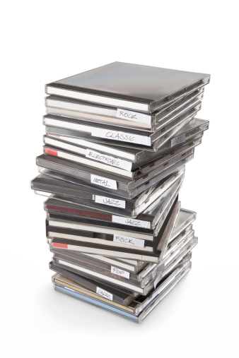 Heap of CD on the white background.
