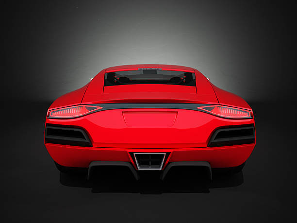 istock Red sport car on black studio background 184287523