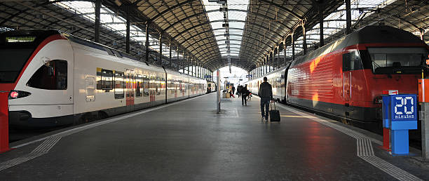 Train Station "Classic train station in Luzern, Switzerland" railroad station stock pictures, royalty-free photos & images