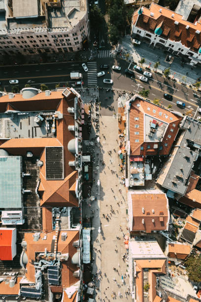 istock Aerial View of People Walking 1842878055