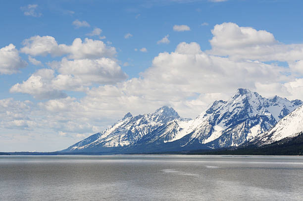 Grand Teton Mountains and Jackson Lake in Grand Teton National Park in Wyoming.
