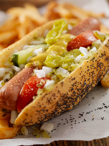 istock Classic Chicago Dog with Fries 184288416