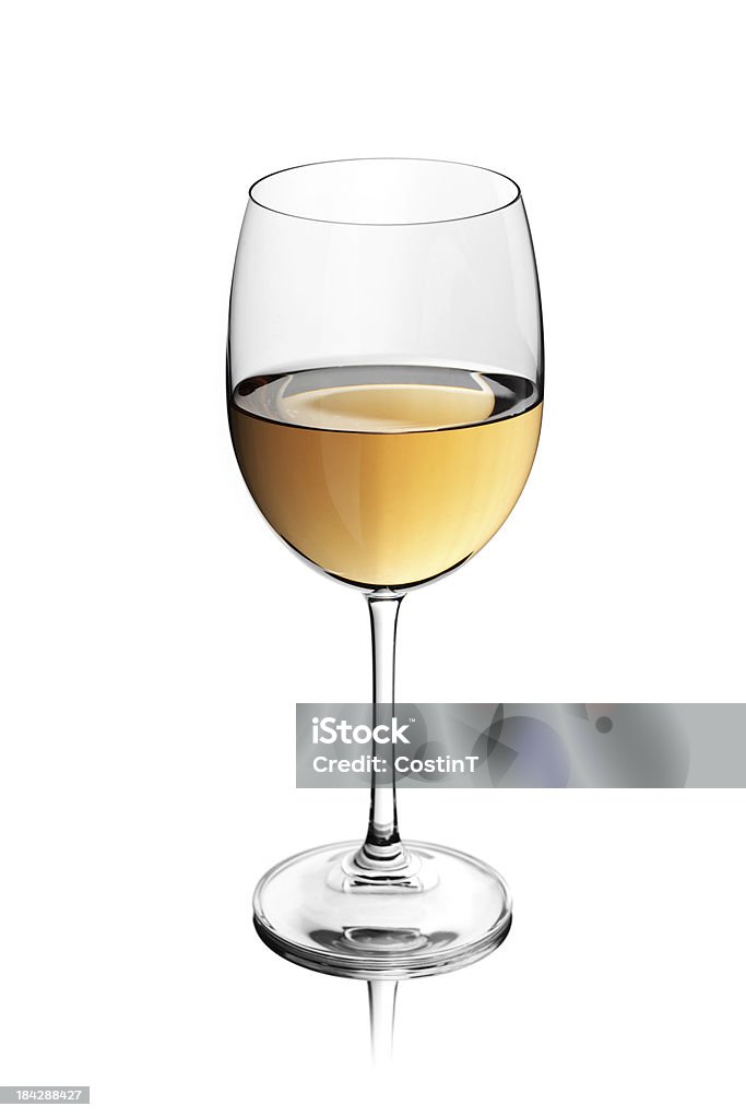 Weißer Wein im Glas Halb voll - Lizenzfrei Alkoholisches Getränk Stock-Foto