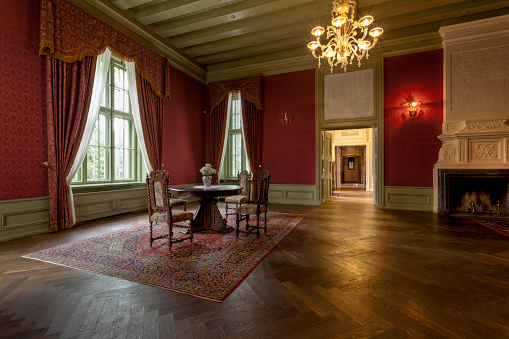 Interior room of an old manor house