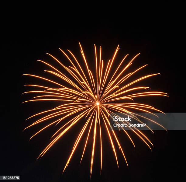 Orange Burst Stock Photo - Download Image Now - Firework - Explosive Material, Single Object, Firework Display