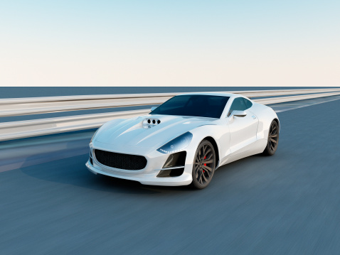 This white sport car is a concept design is made by myself. This super sport car comes without any manufacture brands. The image is a CGI.