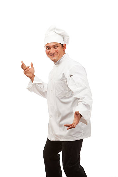 istock Happy Excited Professional Chef  in Uniform on White Background 184289651