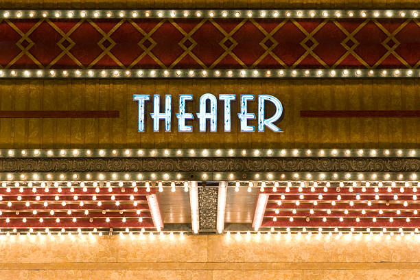 Teatro sinal de néon - fotografia de stock