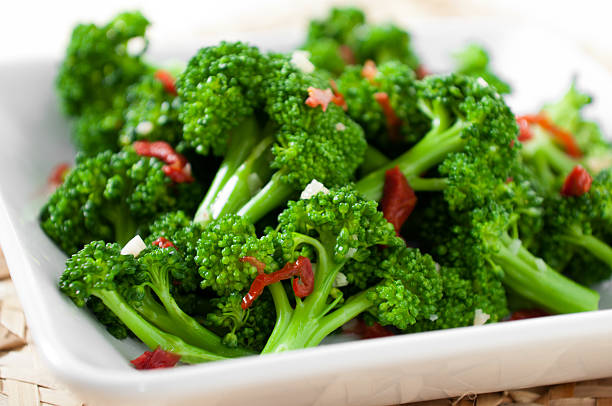 Broccoli with Sun-Dried Tomatoes stock photo