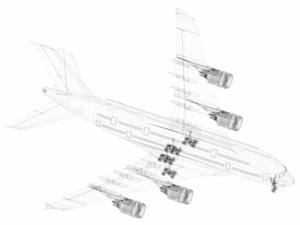 istock 3D Sketch architecture abstract Airplane A380-03 184290579