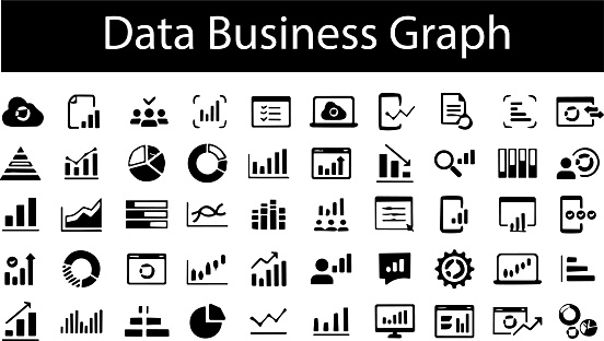 Data analysis line icon vector set. Profit graph. Data science symbol. Data business Graph collection. Graphic, Statistics, Column Chart. Financial chart. Progress analytics