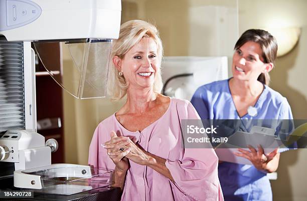 Nurse With Patient Getting Mammogram Stock Photo - Download Image Now - Mammogram, Women, 20-29 Years