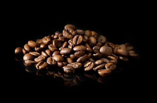 Coffee beans on black