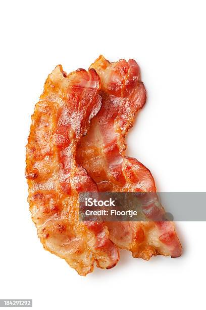 Photo libre de droit de Viande Bacon banque d'images et plus d'images libres de droit de Bacon - Bacon, Fond blanc, Objet ou sujet détouré