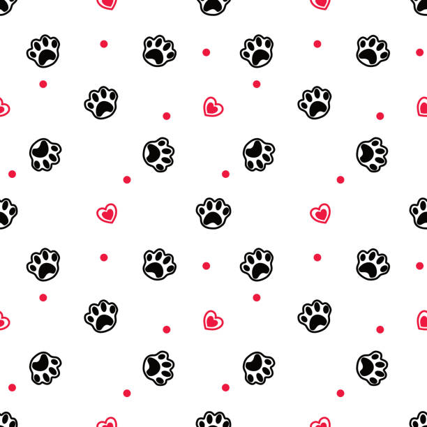 ilustrações, clipart, desenhos animados e ícones de fundo pata amor gato cão coração camada - tracing red pets dog
