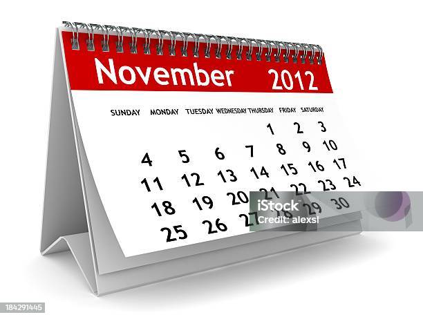 November 2012 Calendar Stock Photo - Download Image Now - 2012, Calendar, Cut Out