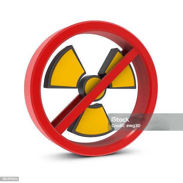 Señal De Prohibido Y Radiación Foto de stock y más banco de imágenes de Amarillo - Color - Amarillo - Color, Central nuclear, Contaminación ambiental
