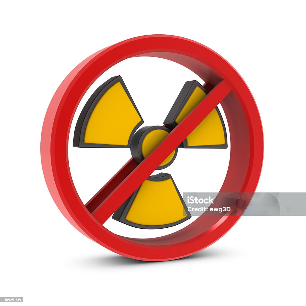 Placa de proibido e radiação - Foto de stock de Amarelo royalty-free