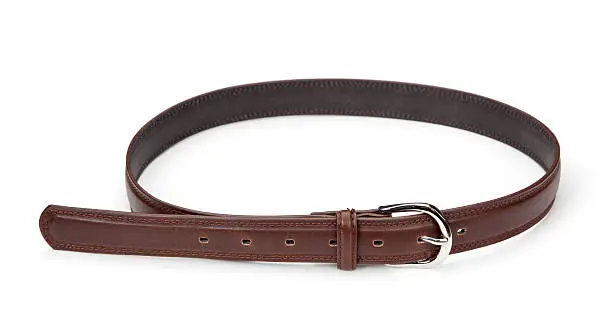 Brown leather belt isolated on white.Please also see: