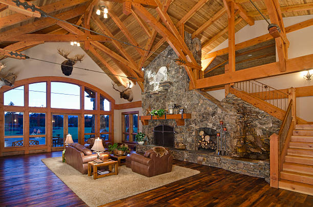 istock Wide view of modern living room 184292232