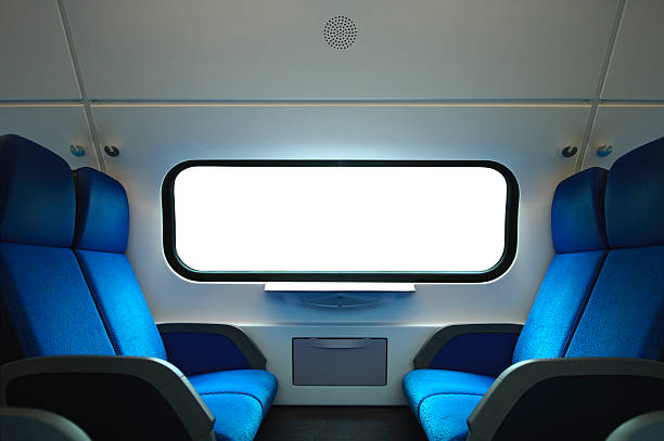 modern train interior view | seats and window stock photo