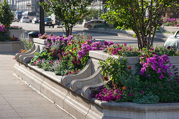 istock Wacker Drive Flower Planter in Chicago 184292372