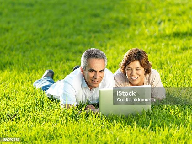 Mature Couple Working On Laptop Stock Photo - Download Image Now - 50-59 Years, 60-69 Years, Active Seniors