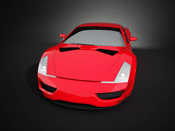 istock Red sport car on black studio background 184292982