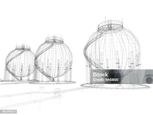 3 D Skizze Architektur Treibstofftank Stockfoto und mehr Bilder von Chemiefabrik - Chemiefabrik, Lageplan, Erdgas