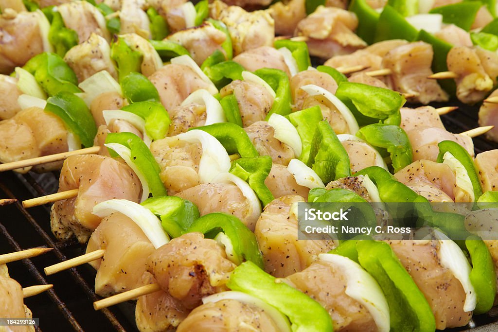 Hühnchen-Shish-Kebab am Grill, Food, BBQ, Essen - Lizenzfrei Bildschärfe Stock-Foto