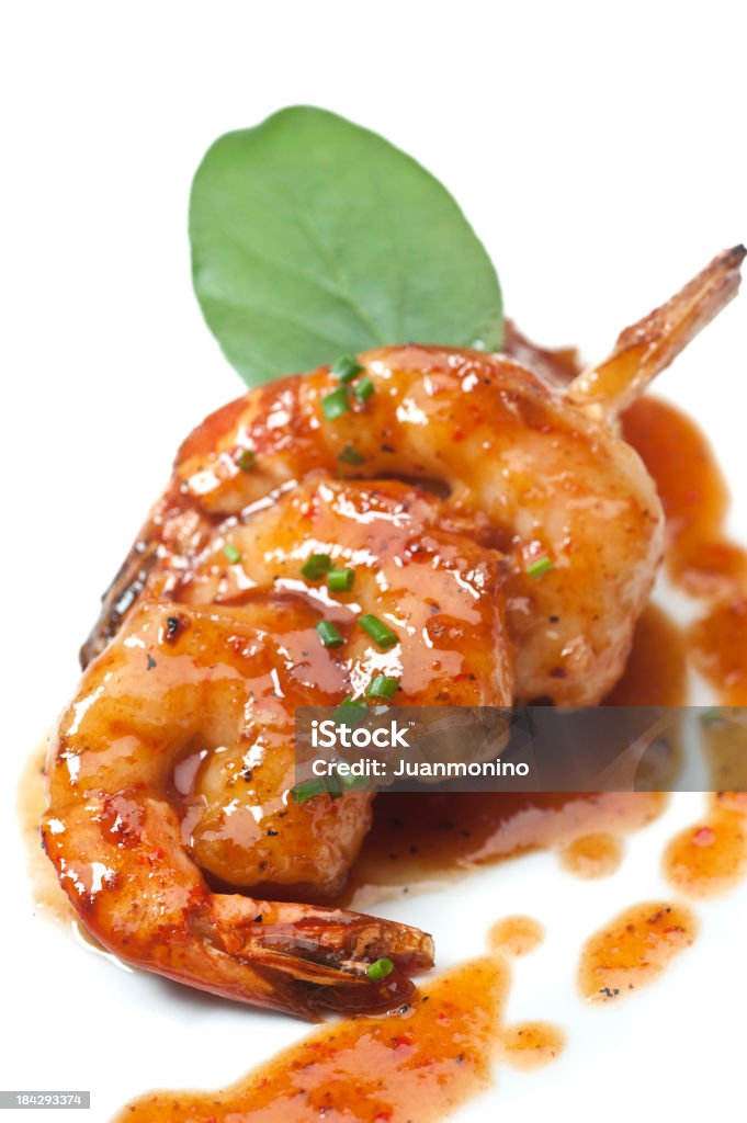 Креветки brochette - Стоковые фото Глазированные блюда роялти-фри