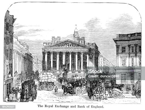 Ilustración de Royal Intercambio Y Banco De Inglaterra y más Vectores Libres de Derechos de Banco de Inglaterra - Banco de Inglaterra, El pasado, Viejo